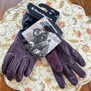 Black Diamond tour gloves leather bordeaux purple adult M women’s L NEW NWT
